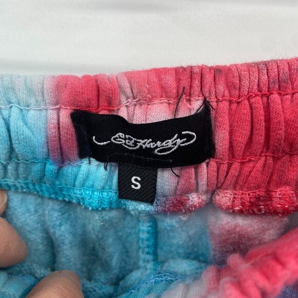 NWT ED HARDY Skull Dagger Blue Yellow Red Tie Dye Jogger Pants Size Small - Picture 9 of 10